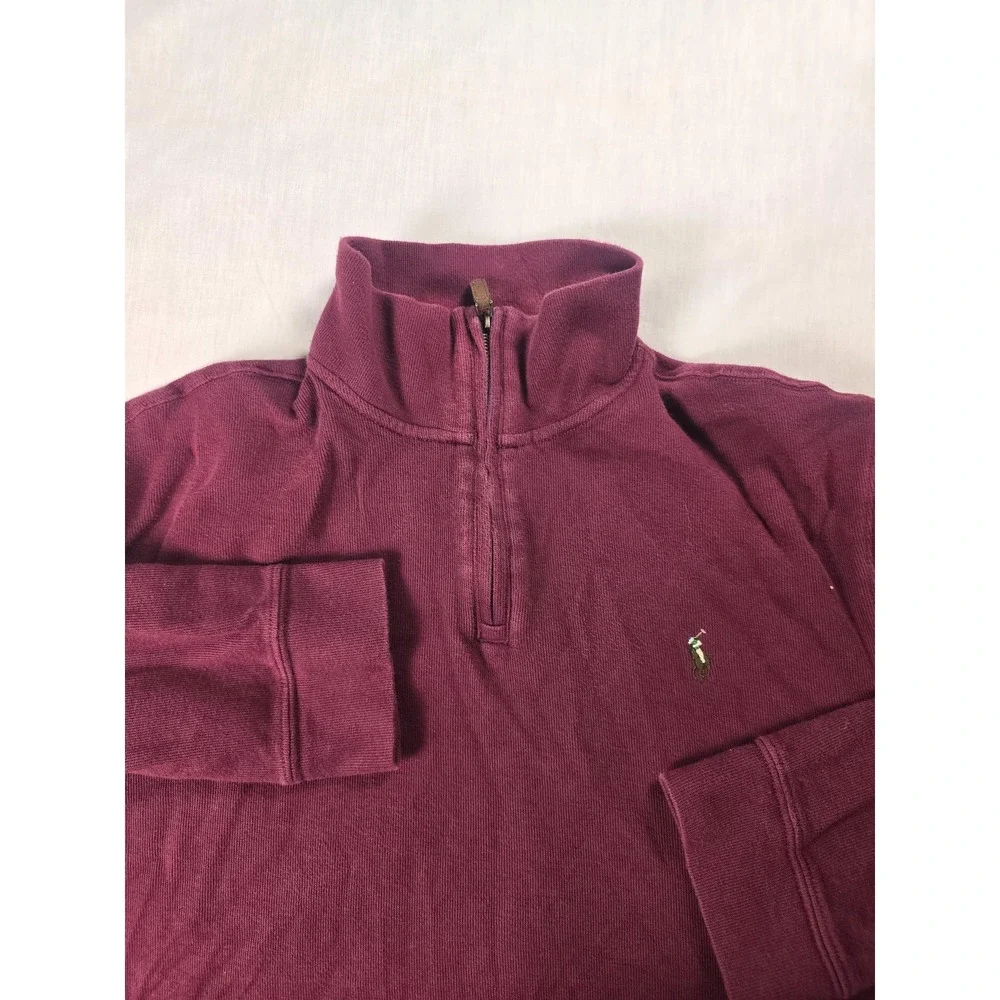 Polo Ralph Lauren Sweater Mens XL Red Estate Rib 1/4 Zip Mock Neck Pullover